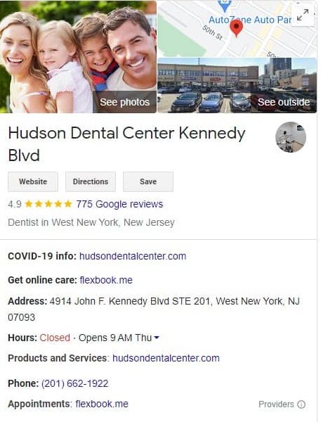 Hudson Dental Center Google My Business e