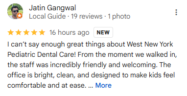 Google Review 1 For Pediatric Dentist in West New York